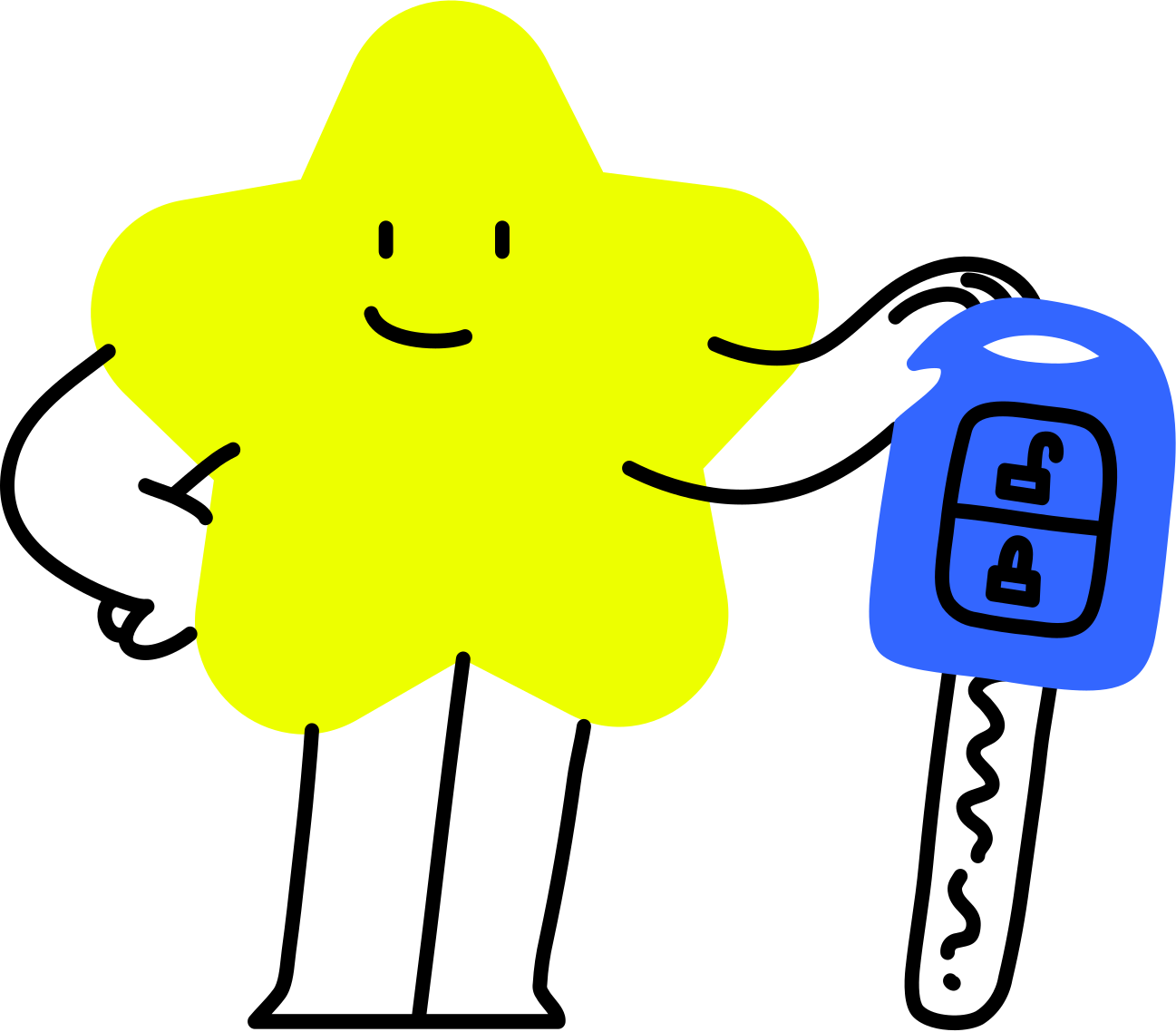 Mascotte Stych étoile avec clé de voiture